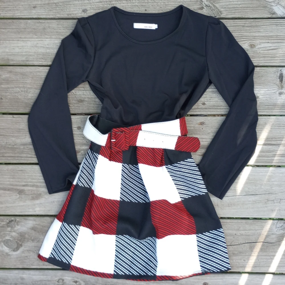 🌷Gifting🌷 Size Large Juniors Sans Souci Plaid Belted Dress - Picture 1 of 12